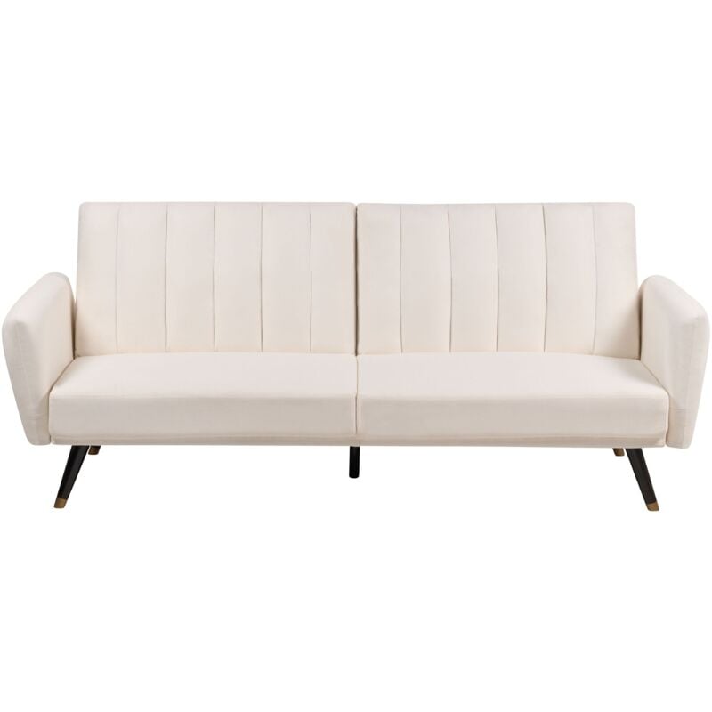 foto del prodotto beliani divano letto 3 posti in tessuto beige chiaro vimmerby