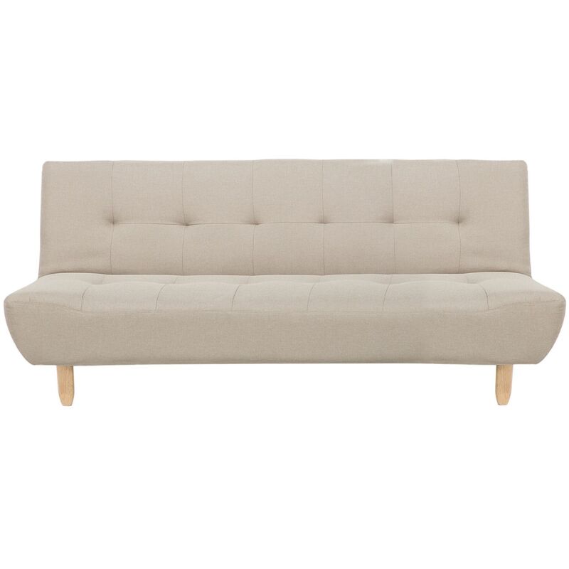 foto del prodotto beliani divano letto a 3 posti in tessuto beige alsten