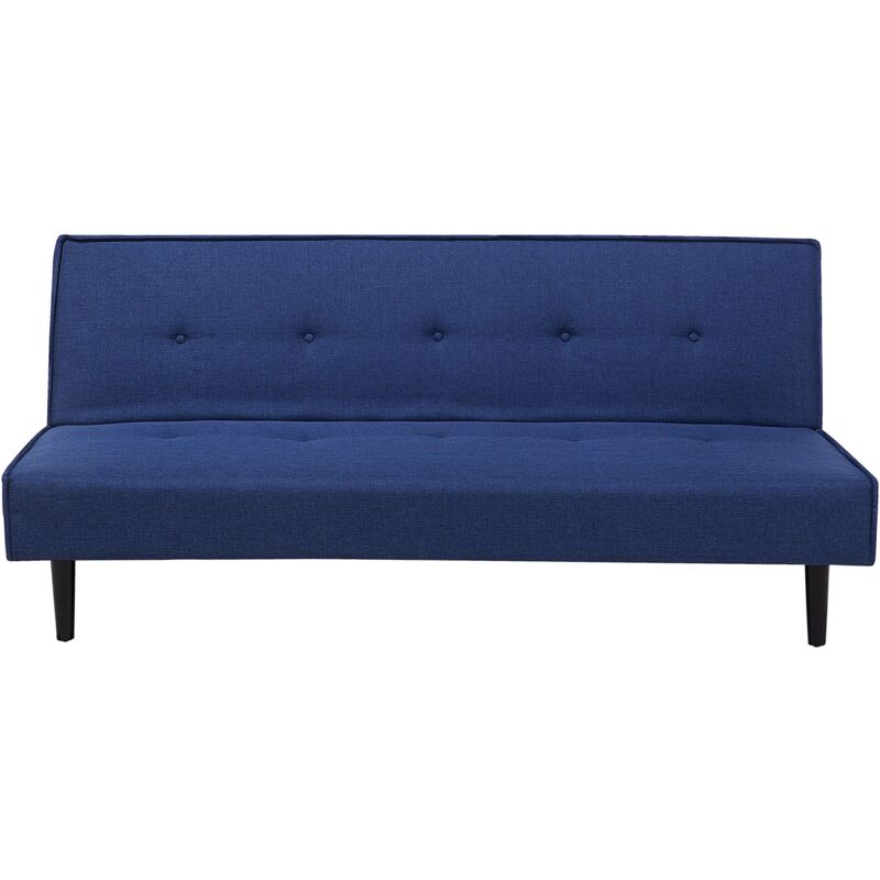 foto del prodotto beliani divano letto a 3 posti in tessuto blu navy senza braccioli con bottoni visby