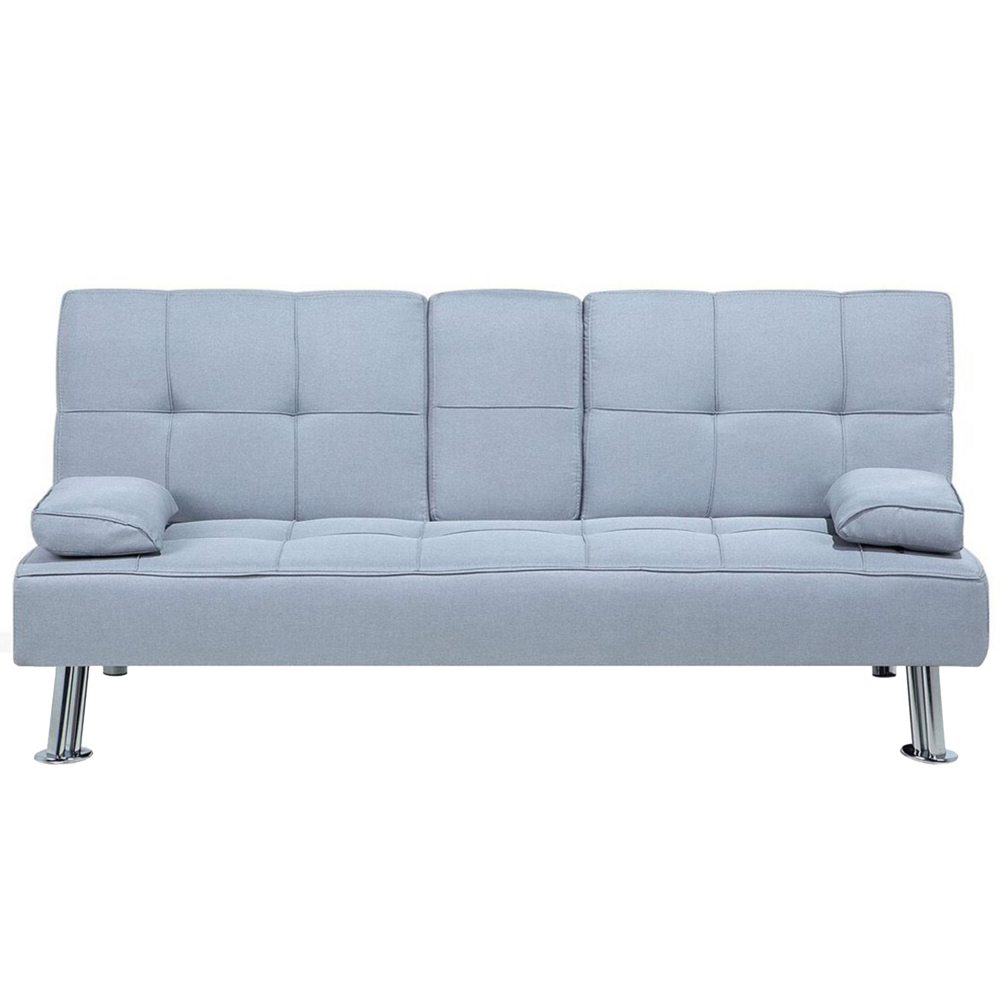 foto del prodotto beliani divano letto a 3 posti moderno in tessuto grigio chiaro roxen