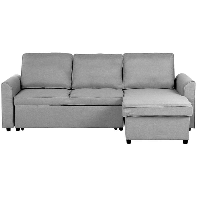 foto del prodotto beliani divano letto angolare in tessuto grigio chiaro versione sinistra nesna