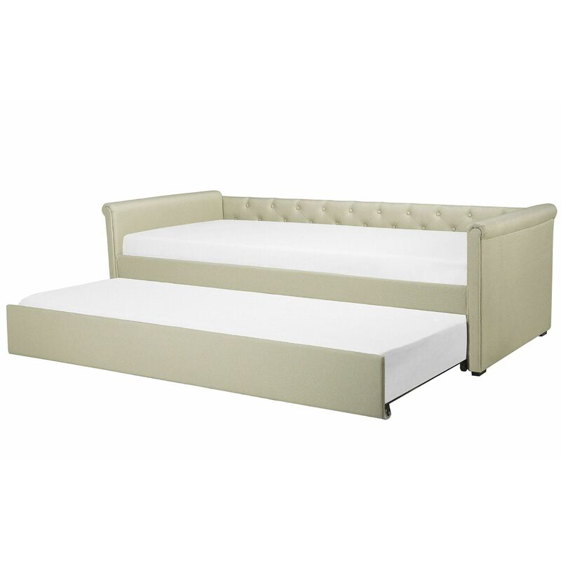 foto del prodotto beliani divano letto estraibile in tessuto beige con rete a doghe 80 x 200 cm libourne