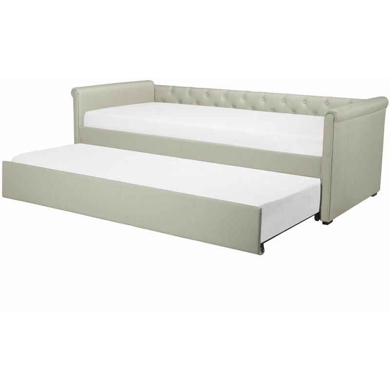foto del prodotto beliani divano letto estraibile in tessuto beige con rete a doghe 90 x 200 cm libourne