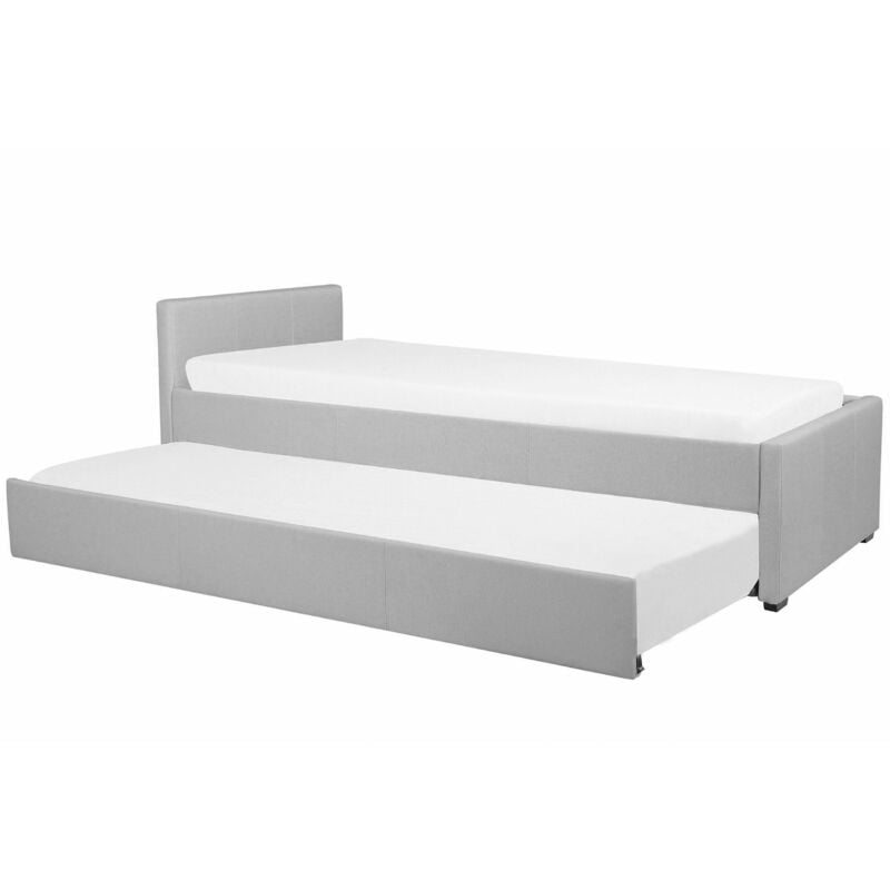 foto del prodotto beliani divano letto estraibile in tessuto grigio chiaro rete a doghe 80 x 200 cm marmande