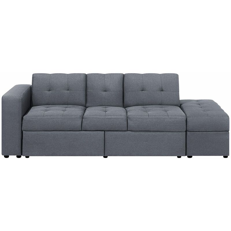 foto del prodotto beliani divano letto grigio scuro con cassetti e ottomano contenitore falster