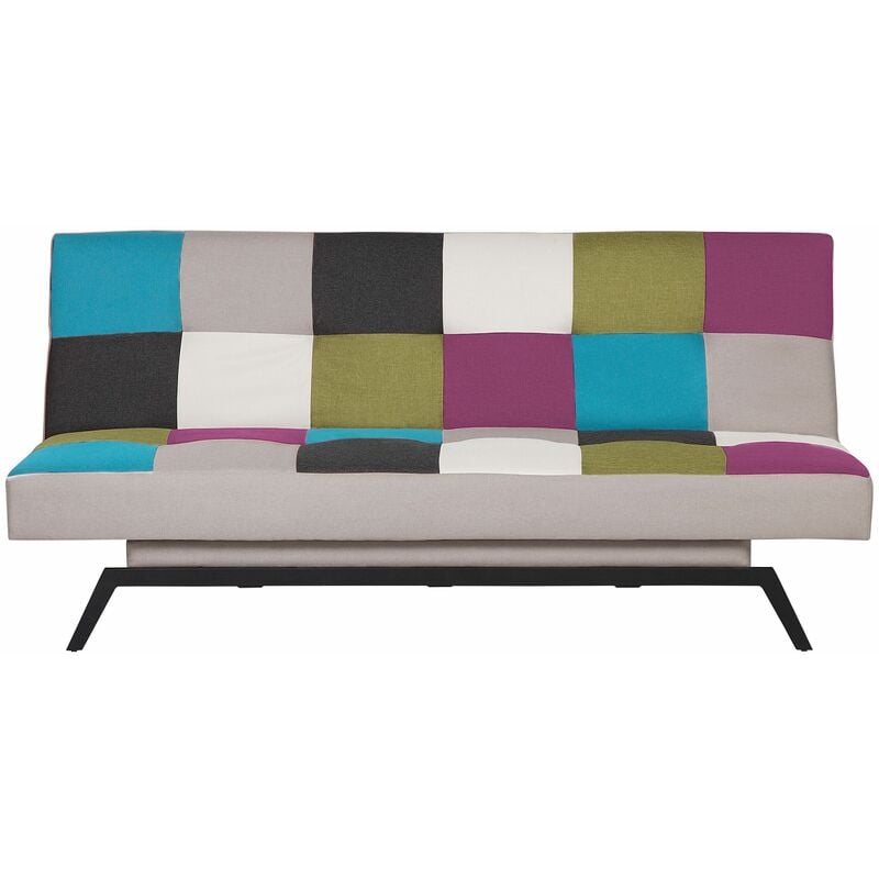 foto del prodotto beliani divano letto imbottito in tessuto multicolore leeds