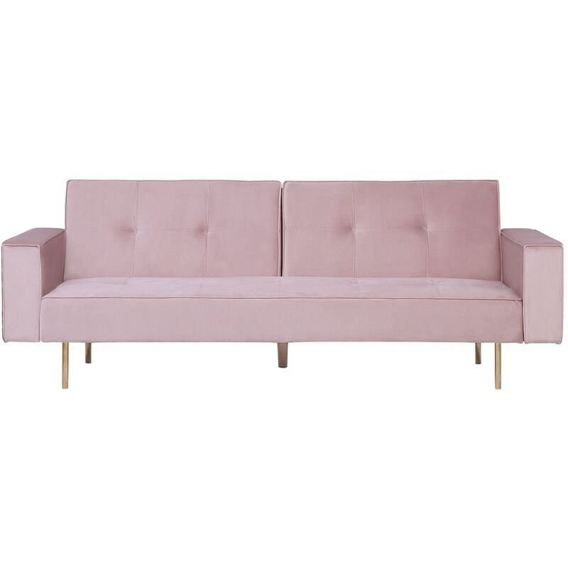 foto del prodotto beliani divano letto in velluto rosa visnes