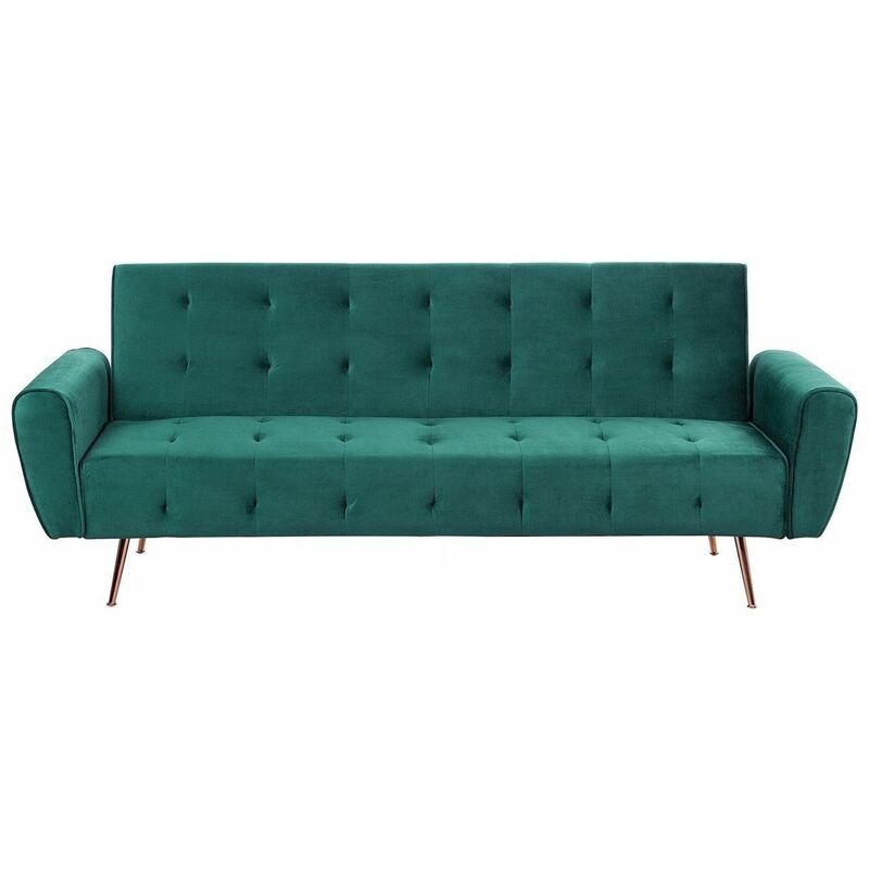 foto del prodotto beliani divano letto in velluto verde selnes