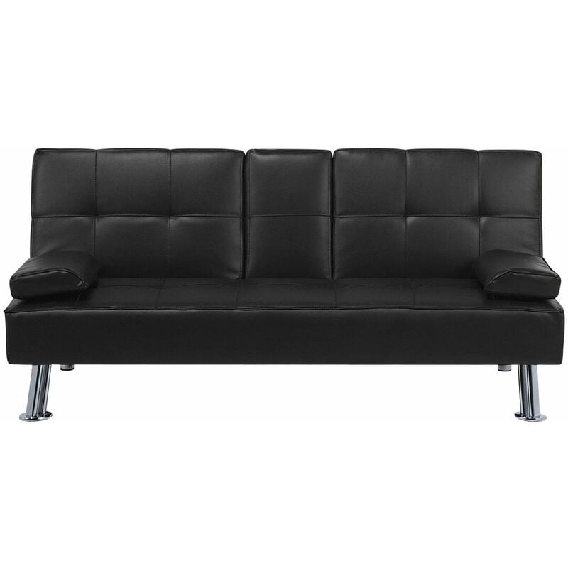foto del prodotto beliani divano letto moderno in pelle nera roxen