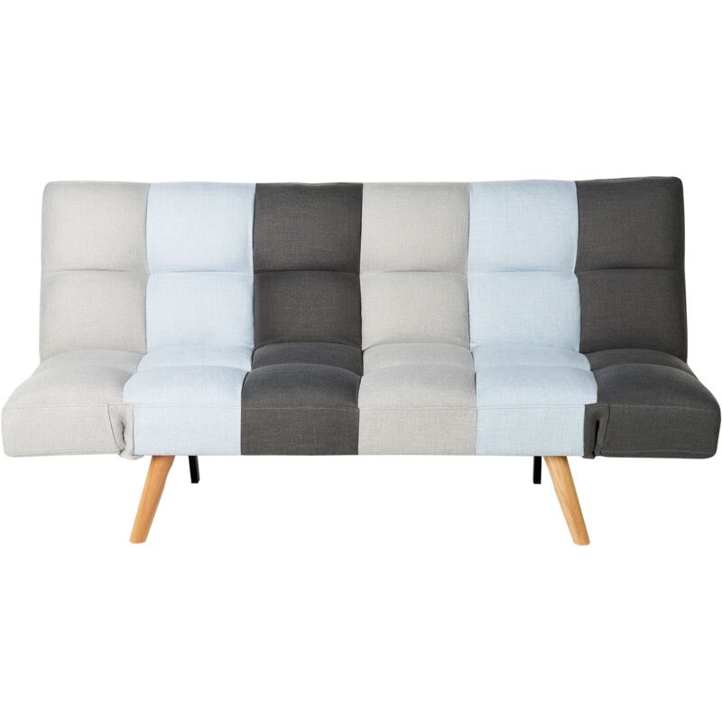 foto del prodotto beliani divano letto tessuto patchwork grigio blu a 3 posti soggiorno moderno ingaro