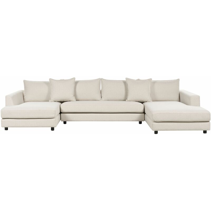 foto del prodotto beliani divano moderno ad angolo a u 2 chaise longue con schienale imbottito cuscini extra sfoderabili beige chiaro lilviken