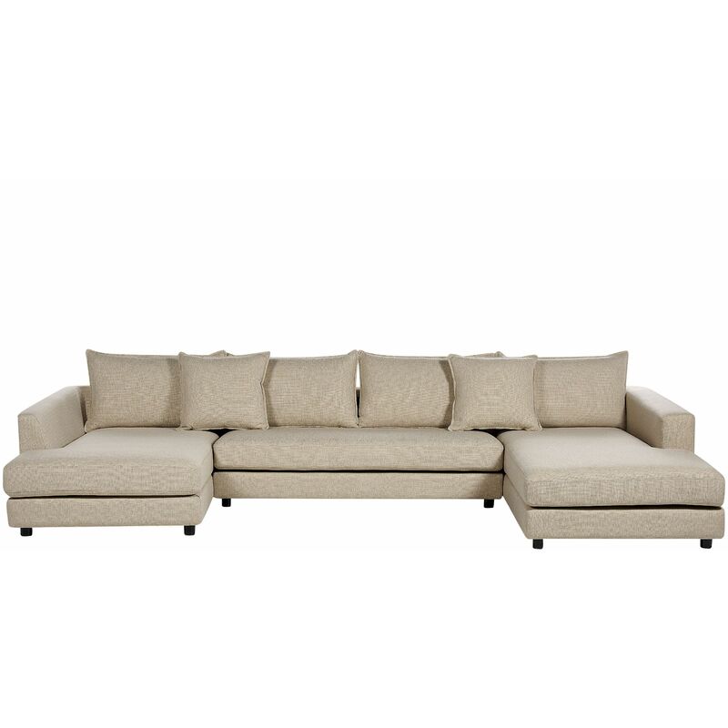 foto del prodotto beliani divano moderno ad angolo a u 2 chaise longue con schienale imbottito cuscini extra sfoderabili beige lilviken
