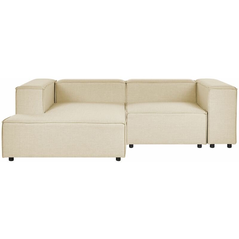 foto del prodotto beliani divano moderno angolare modulare a 2 posti a destra lino beige aprica