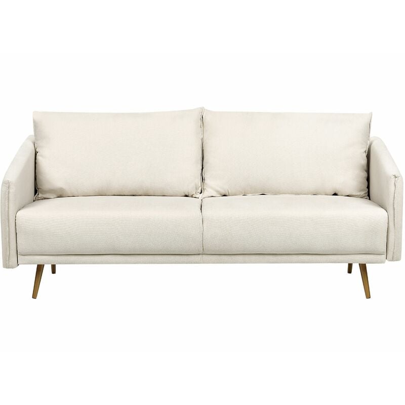 foto del prodotto beliani divano velluto beige 3 posti schienale imbottito gambe dorate maura