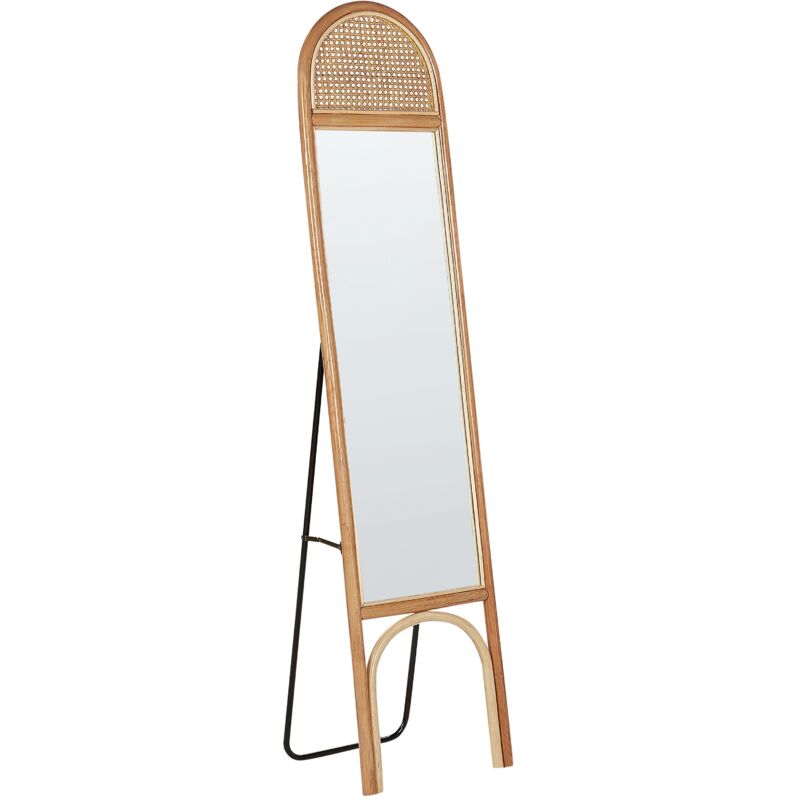 foto del prodotto beliani elegante specchio da terra in rattan naturale tile boho 168x41 cm brussey