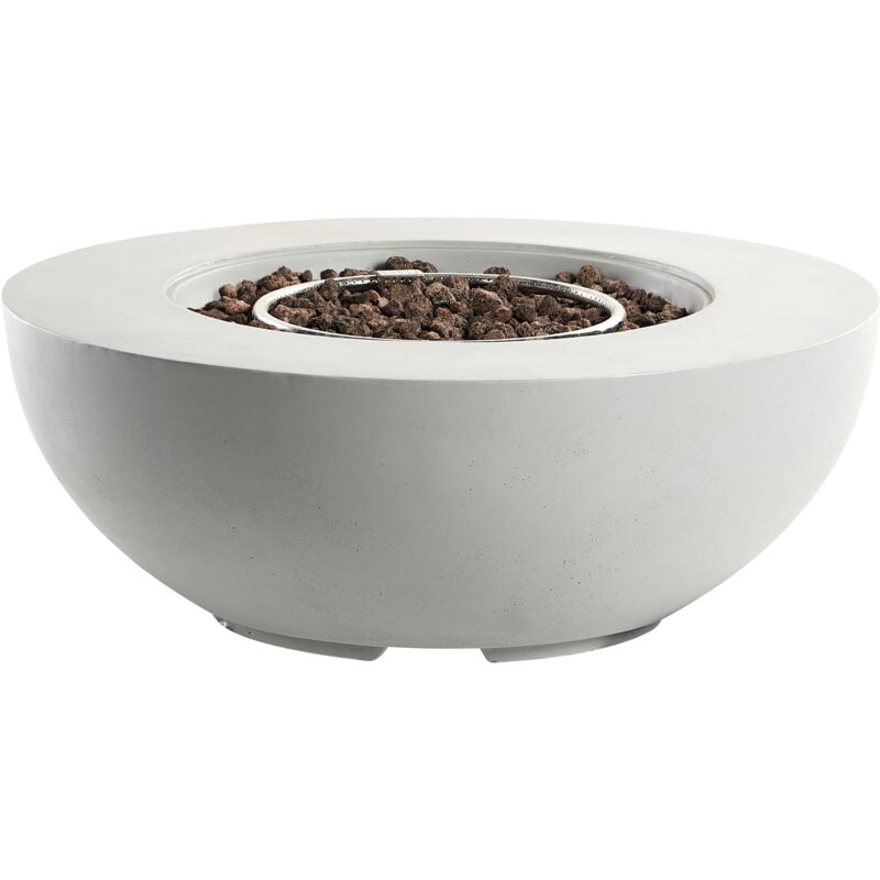 foto del prodotto beliani focolare da giardino patio grc bruciatore in acciaio inox gas propano grigio chiaro surtsey