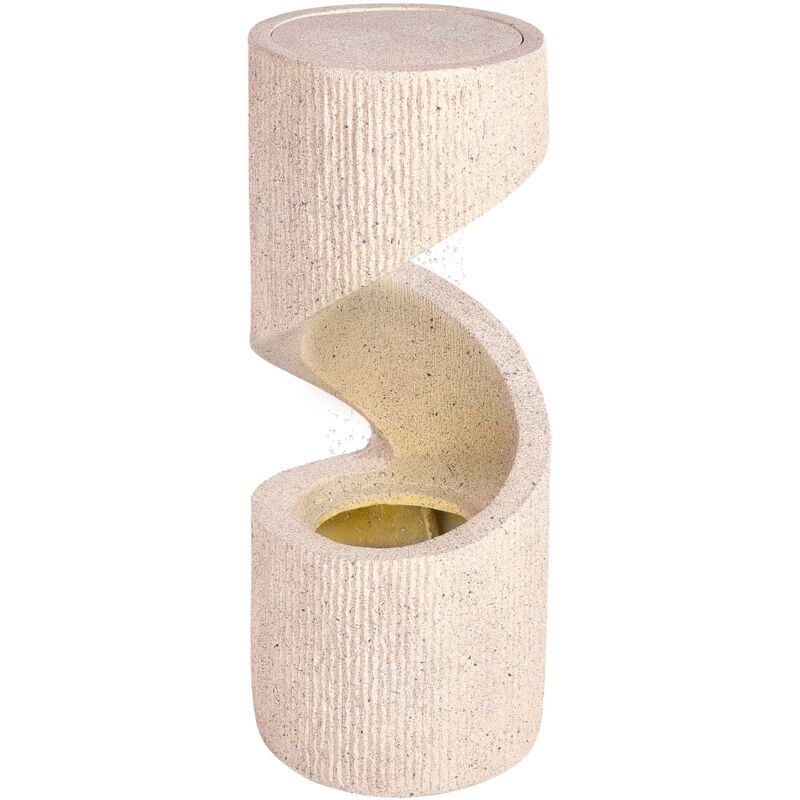 foto del prodotto beliani fontana da giardino all aperto con cascata d acqua e luce a led in resina beige winx