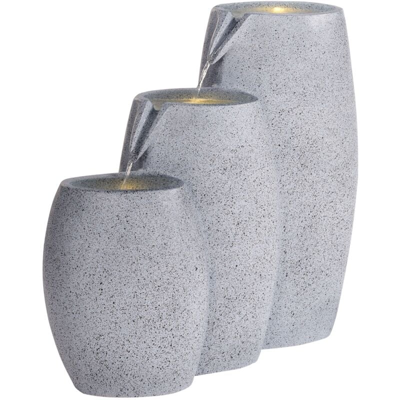 foto del prodotto beliani - fontana da giardino all'aperto d'acqua con luce led in resina beige arkle