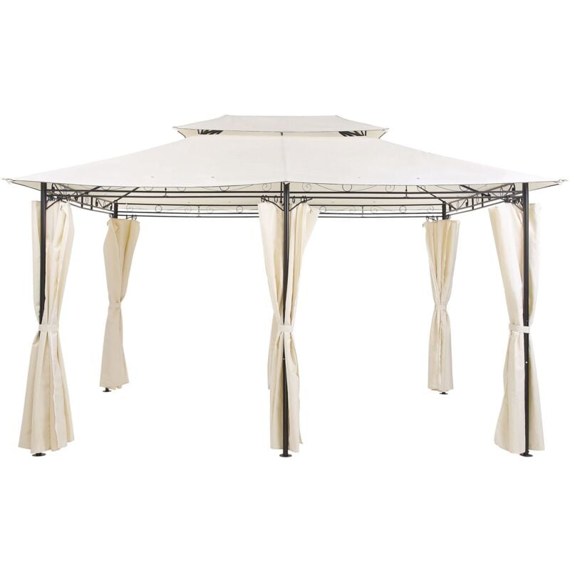 foto del prodotto beliani gazebo da giardino rettangolare acciaio e tessuto beige protezione solare colos