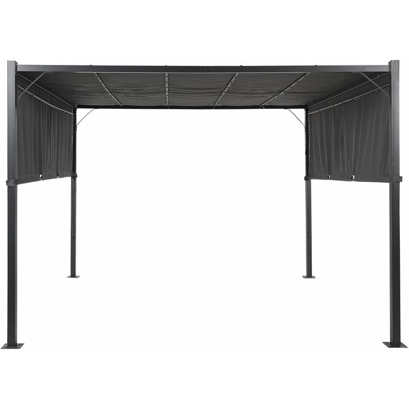 foto del prodotto beliani gazebo in metallo e poliestere nero e grigio scuro led 310 cm pergola padiglione da giardino parga