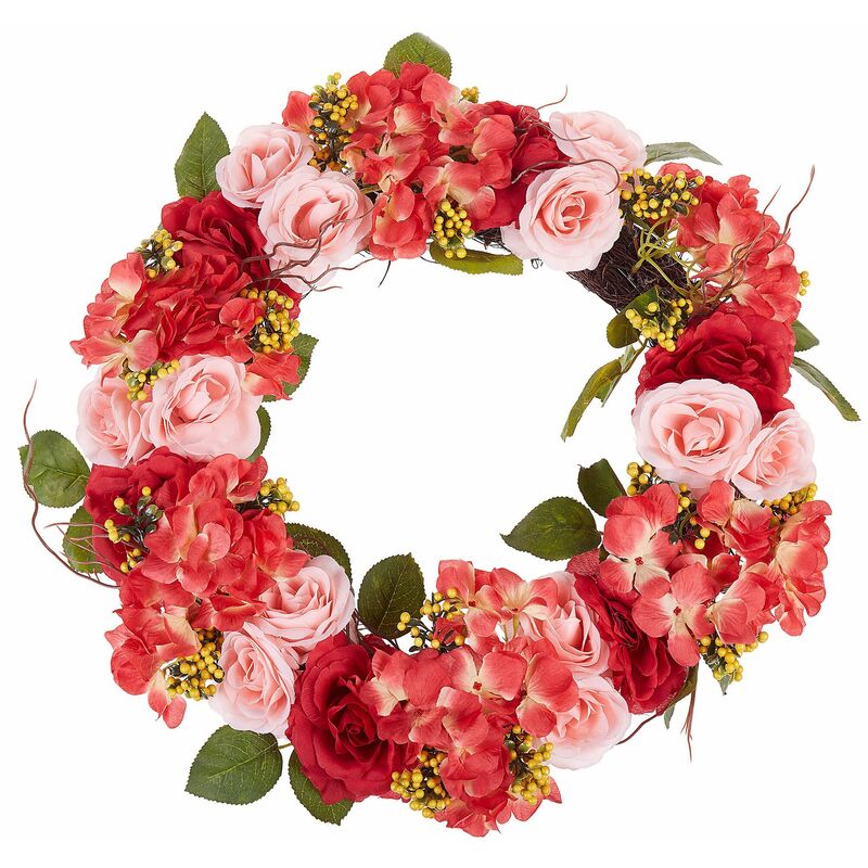 foto del prodotto beliani ghirlanda decorativa artificiale con fiori 50 cm rosso e rosa agulo