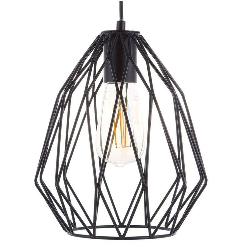 foto del prodotto beliani lampada a 1 luce con paralume in filo metallico nero traforato magra