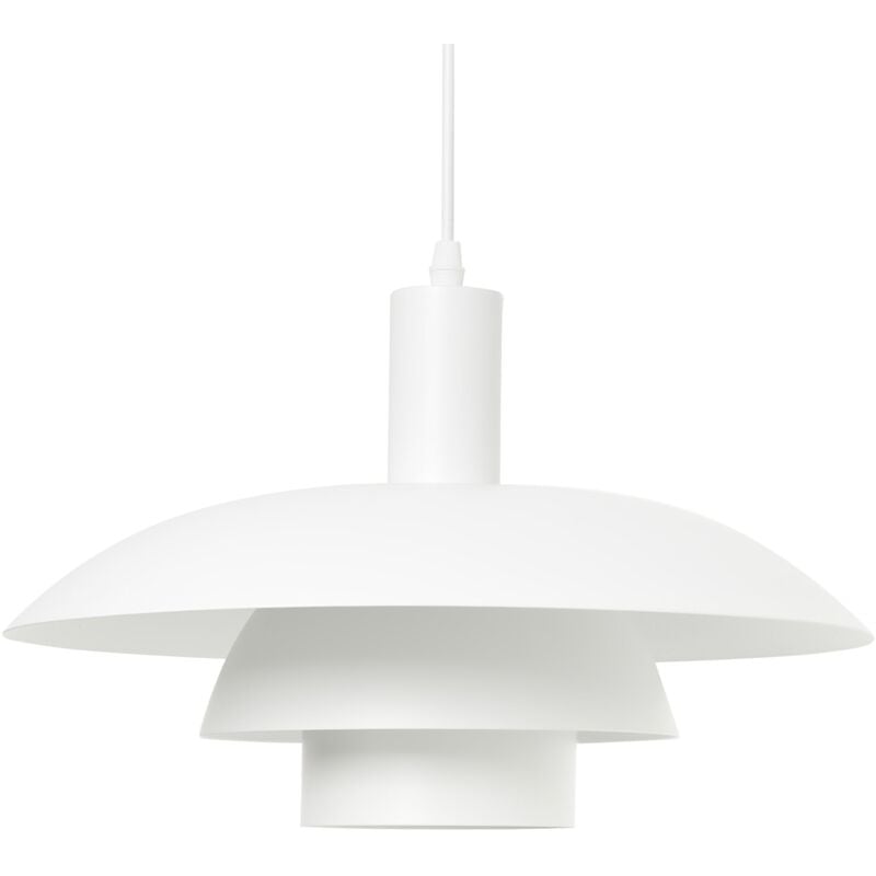 foto del prodotto beliani lampada a sospensione a pi livelli in metallo stile met secolo bianco hilba