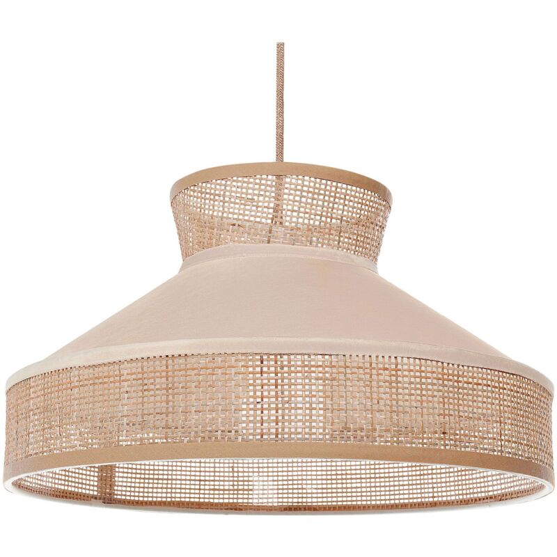 foto del prodotto beliani lampada a sospensione con paralume in rattan naturale beige batali