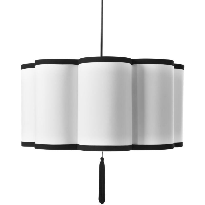 foto del prodotto beliani lampada a sospensione di design moderno plafoniera in nylon sintetico paralume bianco palamar
