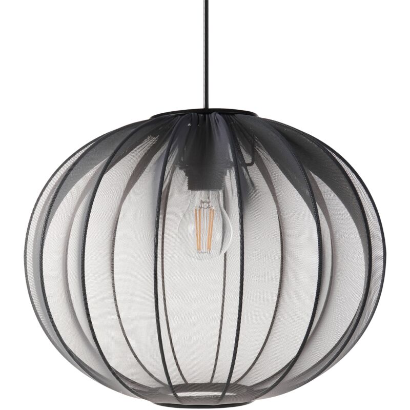 foto del prodotto beliani lampada a sospensione di design moderno plafoniera in nylon sintetico paralume nero marieta