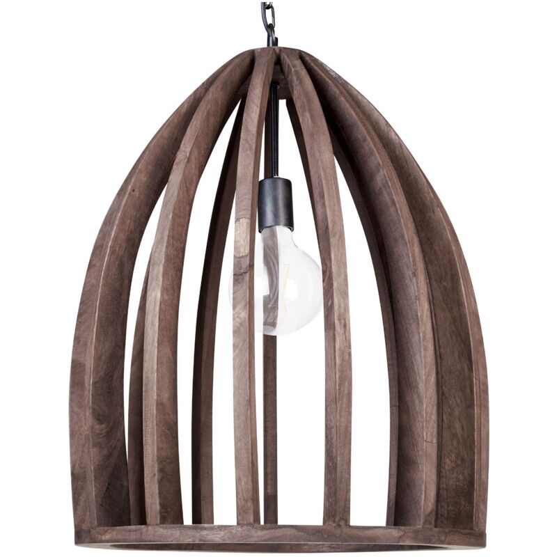foto del prodotto beliani lampada a sospensione in legno a soffitto, a sospensione per l illuminazione domestica fatta a mano in legno scuro manair