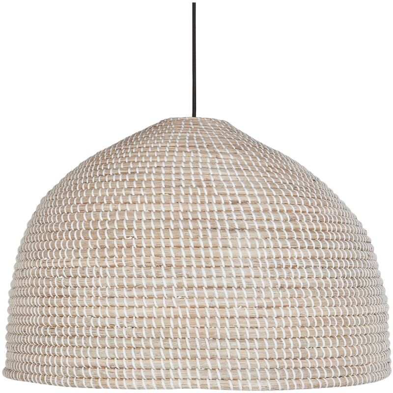 foto del prodotto beliani lampada a sospensione lampadina fulminata con paralume in paglia di mare base in ferro stile boho naturale pepakan