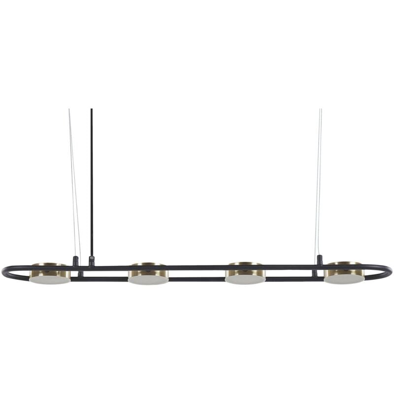 foto del prodotto beliani lampada a sospensione moderna led integrato 4 luci lampadario a binario metallo nero e ottone mali