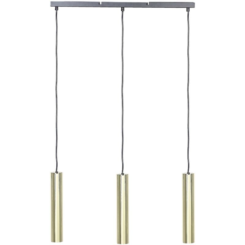 foto del prodotto beliani lampada a sospensione moderna metallo ottone e nero paralumi rotondi a 3 fuochi 97 cm brosna