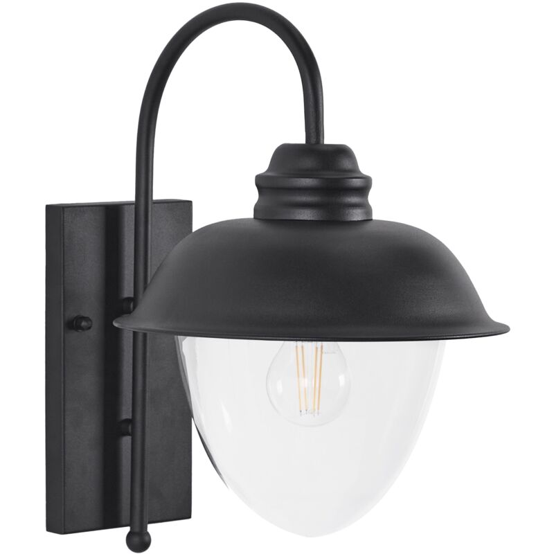 foto del prodotto beliani lampada da parete moderna per esterni lampada a stelo in metallo ferro vetro nero opaco banka