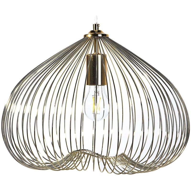 foto del prodotto beliani lampada da soffitto in metallo color oro tordino