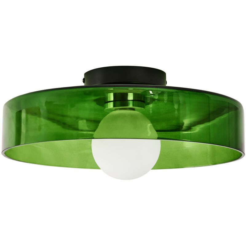 foto del prodotto beliani lampada da soffitto in vetro con montaggio ad incasso e paralume rotondo verde luguse