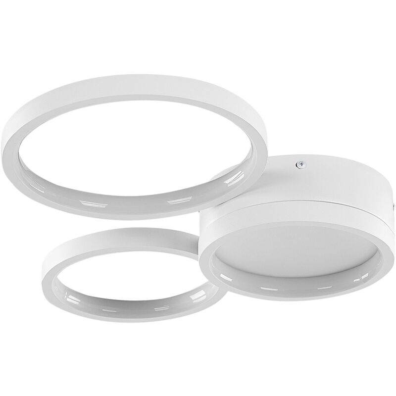 foto del prodotto beliani lampada da soffitto led a 3 luci plafoniera ad anello integrate metallo rotondo bianco agnat