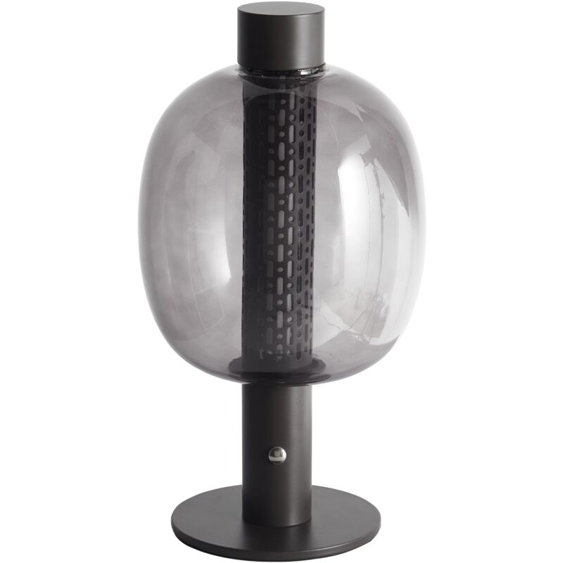 foto del prodotto beliani lampada da tavolo a led in alluminio con paralume in vetro nero senza fili pulangi