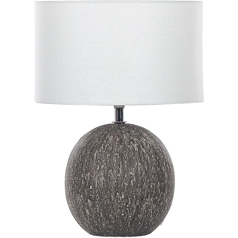 foto del prodotto beliani lampada da tavolo base in ceramica nera paralume in tessuto nero tessuto bianco moderno fonissa