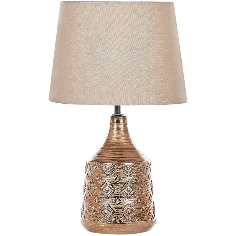 foto del prodotto beliani lampada da tavolo ceramica dorata paralume soggiorno illuminazione wari