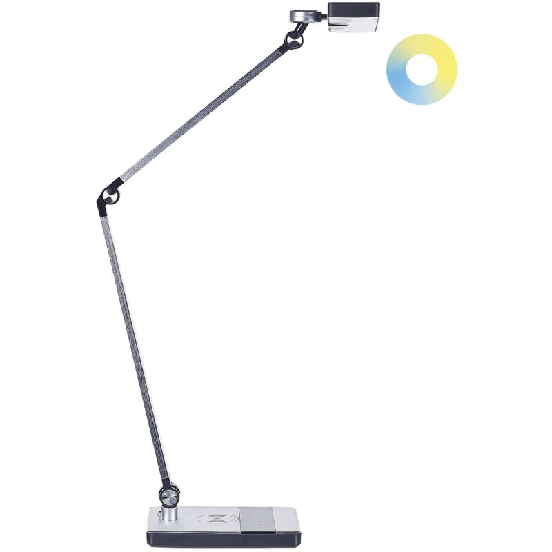 foto del prodotto beliani lampada da tavolo color argento led intensit variabile braccio regolabile lacerta
