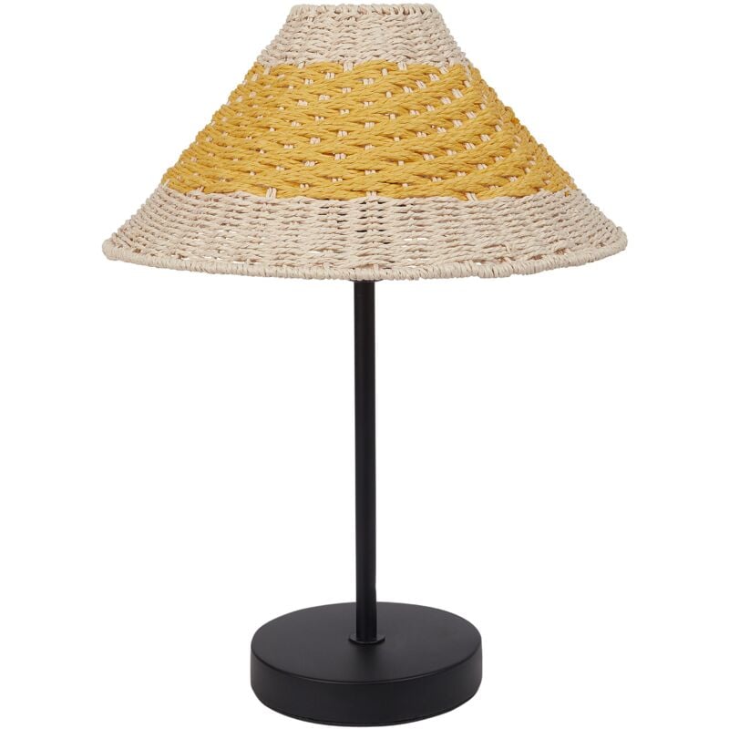 foto del prodotto beliani lampada da tavolo con paralume in corda di carta beige e giallo momba