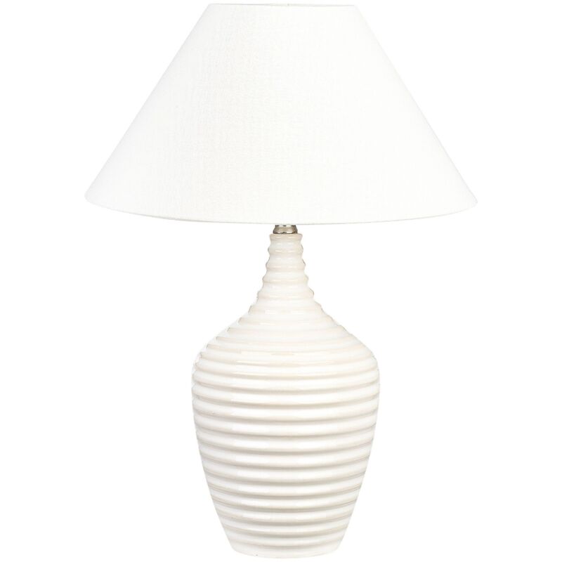 foto del prodotto beliani lampada da tavolo in ceramica luce d ambiente paralume nero beige celeste