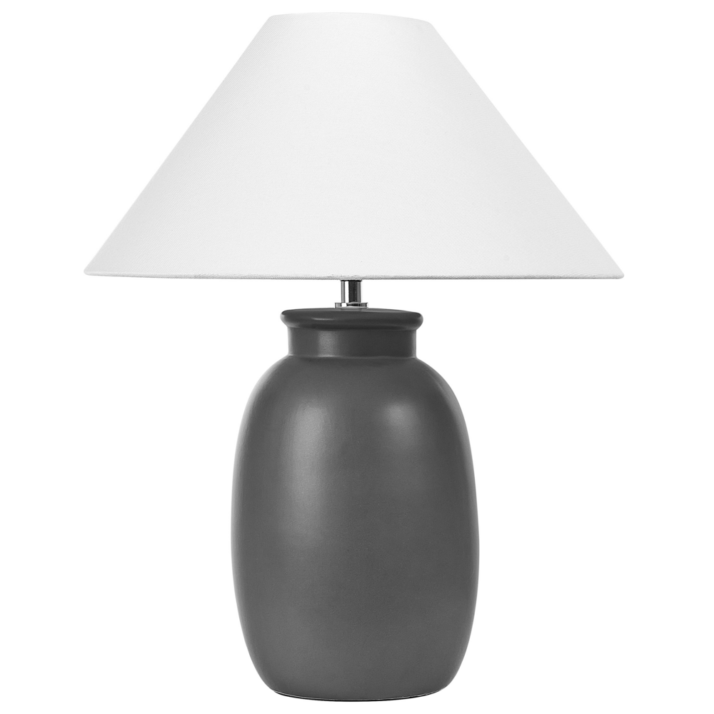 foto del prodotto beliani lampada da tavolo in ceramica nera con paralume bianco 53 cm patillas