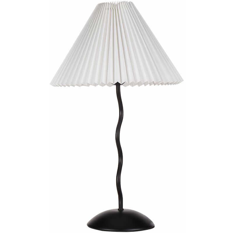 foto del prodotto beliani lampada da tavolo in metallo luce da comodino materiale sintetico paralume bianco e nero jikawo