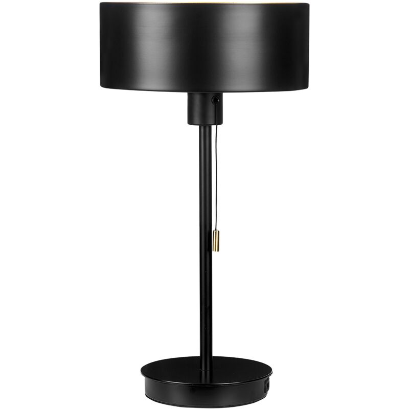 foto del prodotto beliani lampada da tavolo in metallo nero 47 cm con porta usb aripo