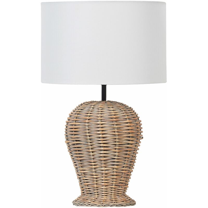 foto del prodotto beliani lampada da tavolo in vimini e in tessuto bianco misto cotone 49 cm furelos