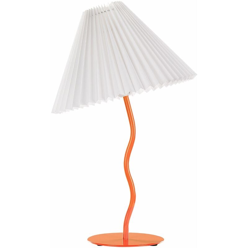 foto del prodotto beliani lampada da tavolo moderna con base in metallo e paralume sintetico plissettato arancione alwero