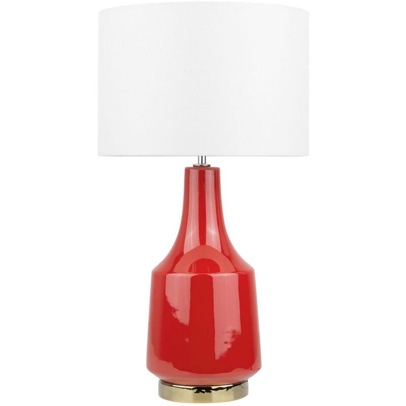 foto del prodotto beliani lampada da tavolo moderna retr ceramica rossa paralume rotondo triversa